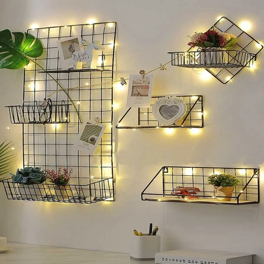 Dùng giá treo lưới để decor bàn làm việc